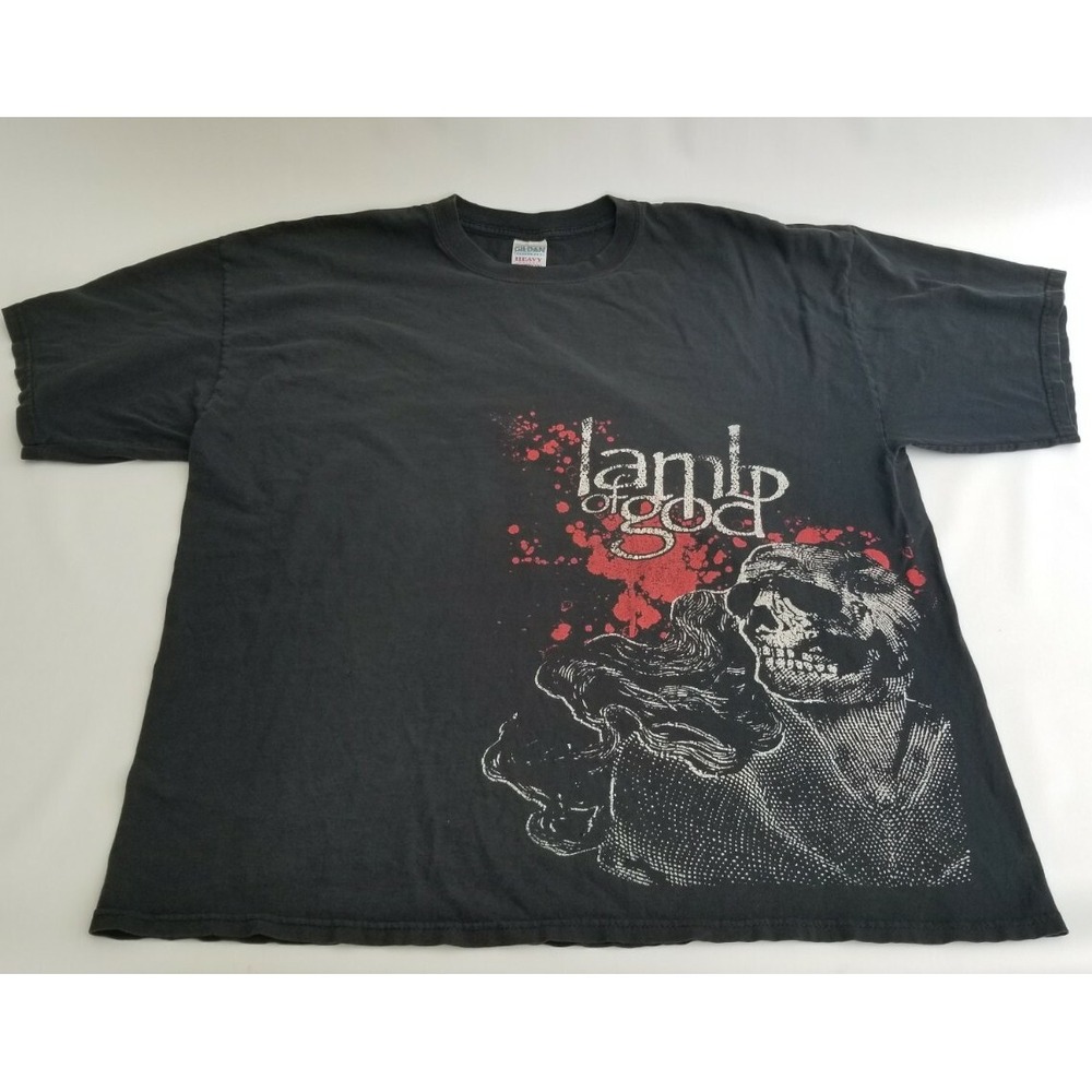 Vintage Lamb Of God Shirt Wrath Metal Rock Band Faded Graphic Skull Blood Sz XXL